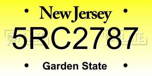 5RC2787 New Jersey License Plate