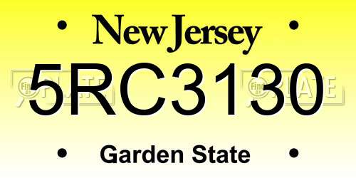 5RC3130 New Jersey License Plate