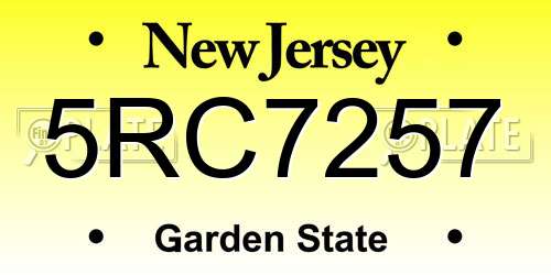 5RC7257 New Jersey License Plate