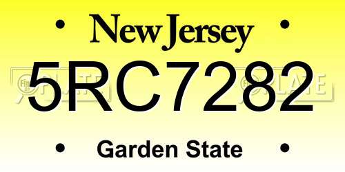5RC7282 New Jersey License Plate