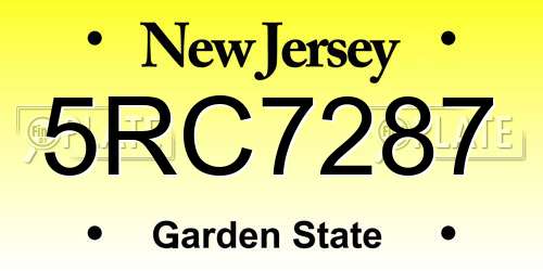 5RC7287 New Jersey License Plate