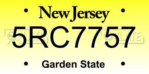 5RC7757 New Jersey License Plate