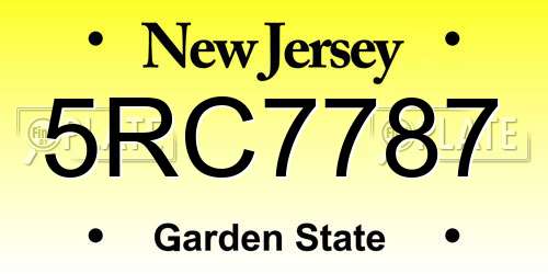 5RC7787 New Jersey License Plate