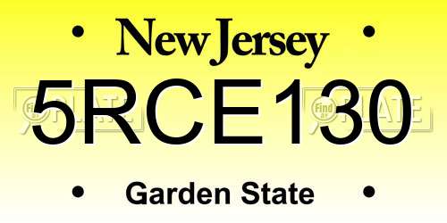5RCE130 New Jersey License Plate