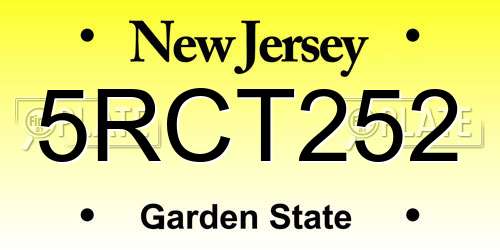 5RCT252 New Jersey License Plate