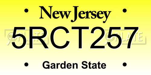5RCT257 New Jersey License Plate