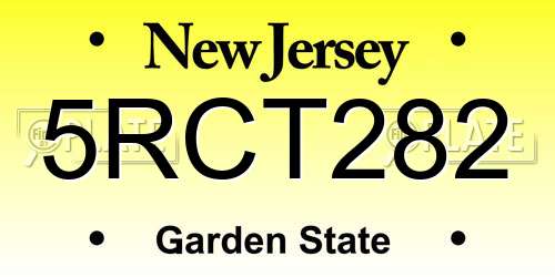 5RCT282 New Jersey License Plate