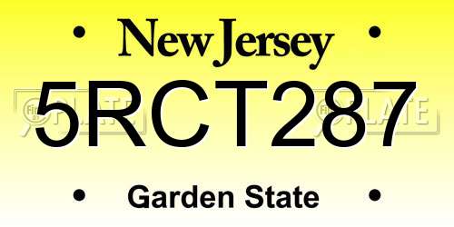 5RCT287 New Jersey License Plate