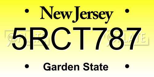 5RCT787 New Jersey License Plate
