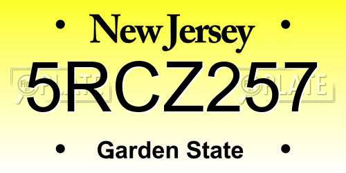 5RCZ257 New Jersey License Plate