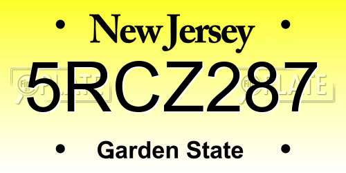 5RCZ287 New Jersey License Plate