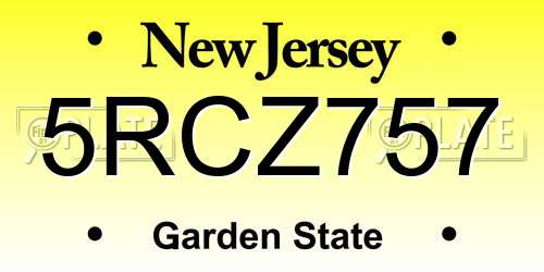5RCZ757 New Jersey License Plate