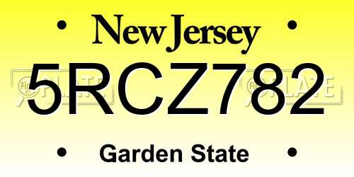 5RCZ782 New Jersey License Plate