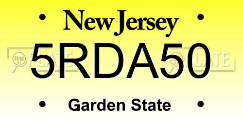 5RDA50 New Jersey License Plate