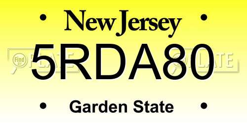 5RDA80 New Jersey License Plate