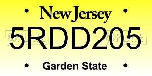 5RDD205 New Jersey License Plate