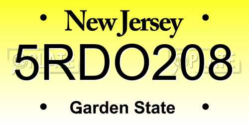 5RDO208 New Jersey License Plate