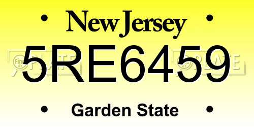 5RE6459 New Jersey License Plate
