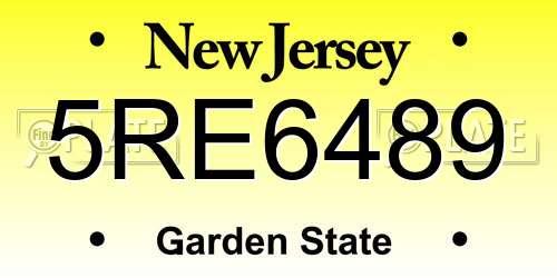 5RE6489 New Jersey License Plate