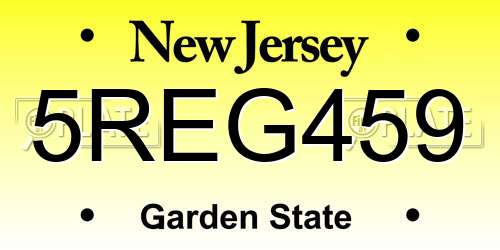 5REG459 New Jersey License Plate