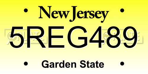 5REG489 New Jersey License Plate