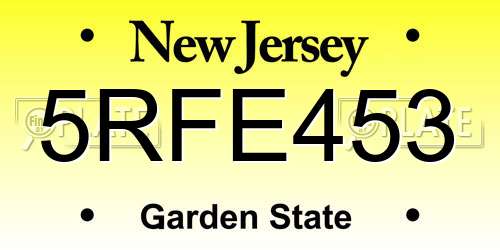 5RFE453 New Jersey License Plate