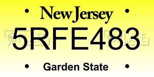 5RFE483 New Jersey License Plate