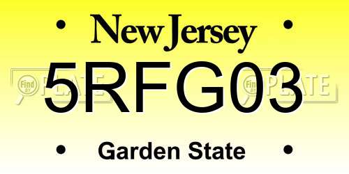 5RFG03 New Jersey License Plate