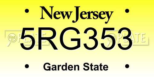5RG353 New Jersey License Plate