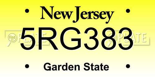 5RG383 New Jersey License Plate