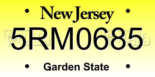 5RM0685 New Jersey License Plate