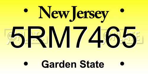 5RM7465 New Jersey License Plate
