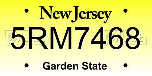 5RM7468 New Jersey License Plate