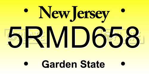 5RMD658 New Jersey License Plate