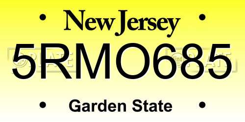 5RMO685 New Jersey License Plate
