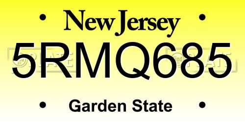 5RMQ685 New Jersey License Plate