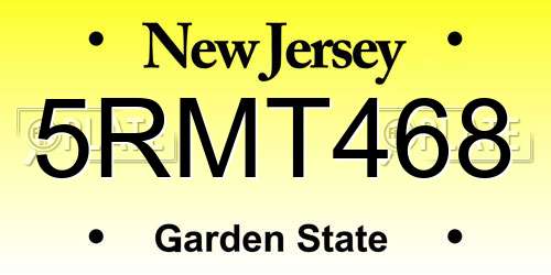 5RMT468 New Jersey License Plate