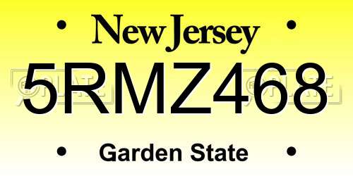 5RMZ468 New Jersey License Plate