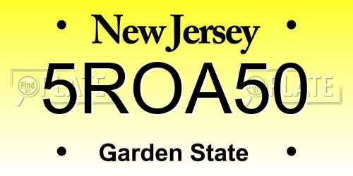 5ROA50 New Jersey License Plate