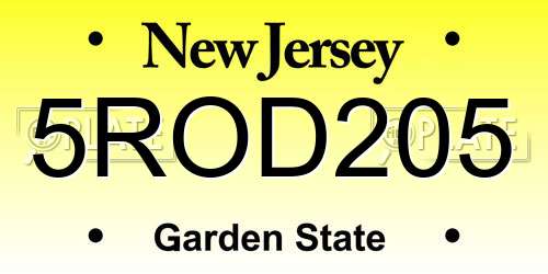 5ROD205 New Jersey License Plate
