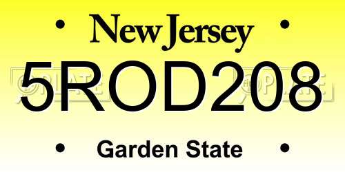 5ROD208 New Jersey License Plate