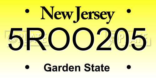 5ROO205 New Jersey License Plate
