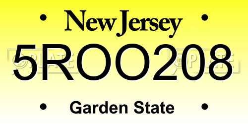 5ROO208 New Jersey License Plate