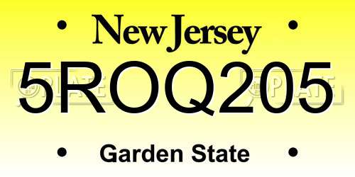 5ROQ205 New Jersey License Plate