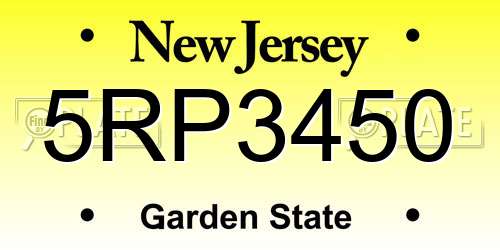 5RP3450 New Jersey License Plate