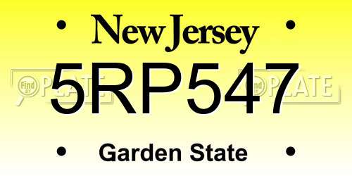 5RP547 New Jersey License Plate