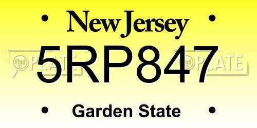 5RP847 New Jersey License Plate