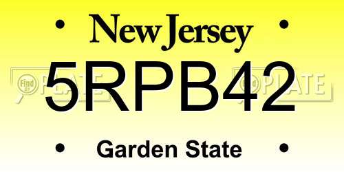 5RPB42 New Jersey License Plate