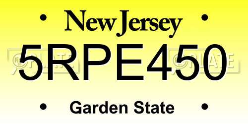 5RPE450 New Jersey License Plate