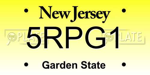 5RPG1 New Jersey License Plate